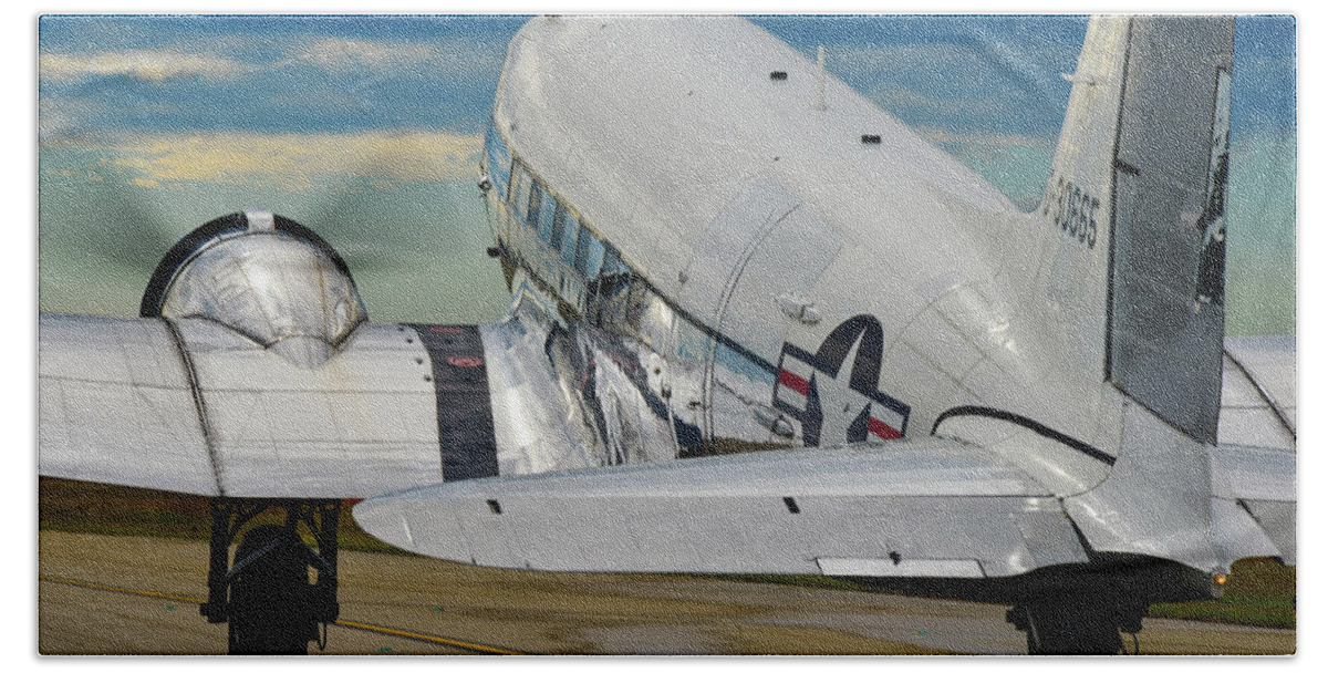 Dc3 Beach Towel featuring the photograph Taxiing to the Active by Phil And Karen Rispin
