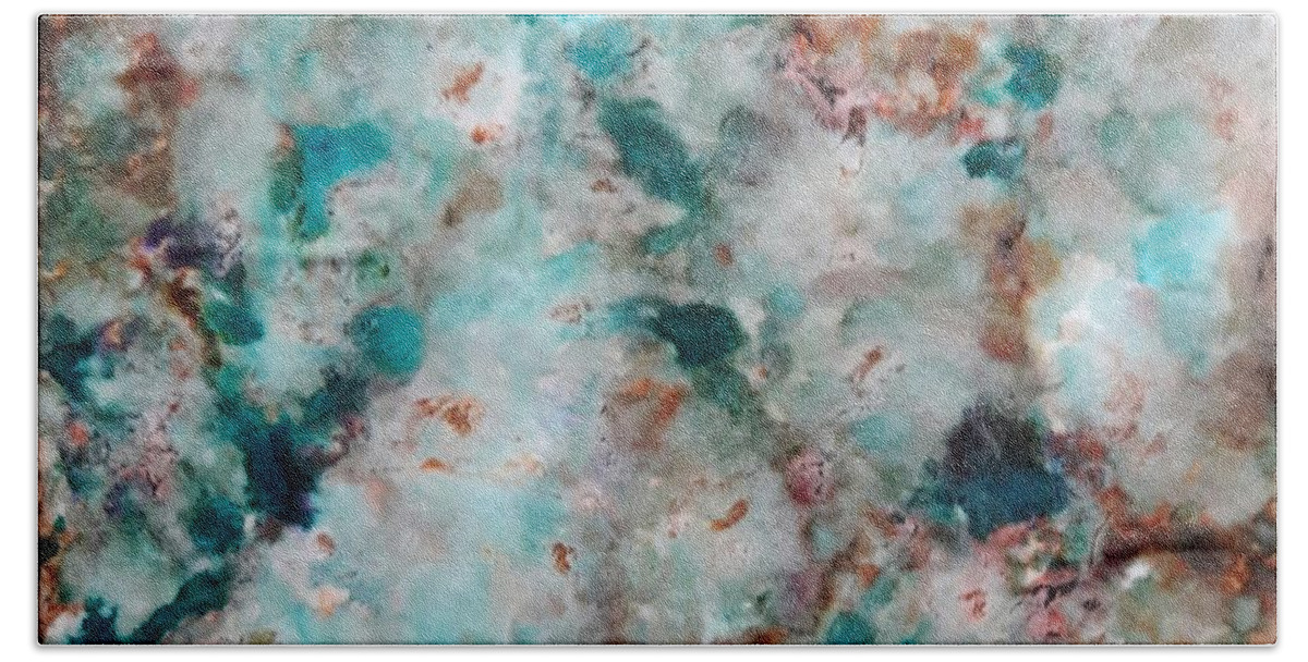 Alcohol Beach Sheet featuring the painting Teal Chips by Terri Mills
