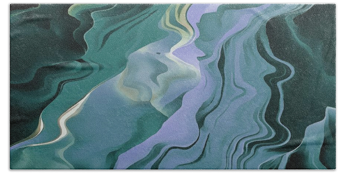 Acrylic Painting Beach Sheet featuring the painting Teal Turbulence by Taiche Acrylic Art