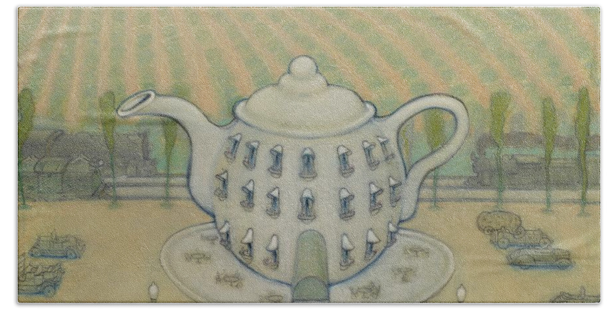 Teapot Hotel Beach Towel featuring the painting Teapot by John Reynolds