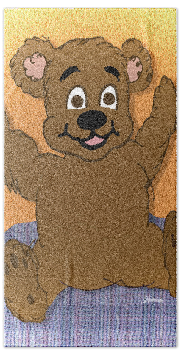 Teddy Bear Beach Towel featuring the painting Teddy's First Portrait by Pharris Art
