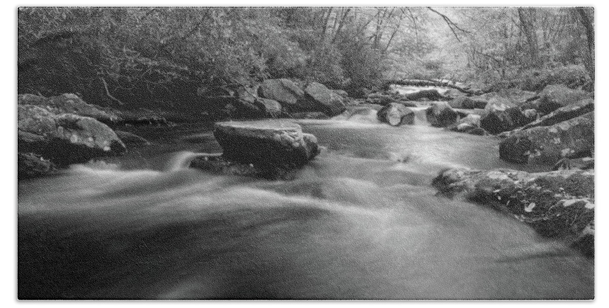 Tellico River Beach Towel featuring the photograph Tellico Waters In Black and White by Greg and Chrystal Mimbs