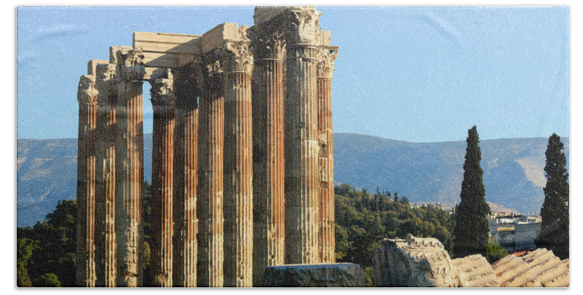 Fallen Beach Towel featuring the photograph Temple of Zeus by Travis Rogers
