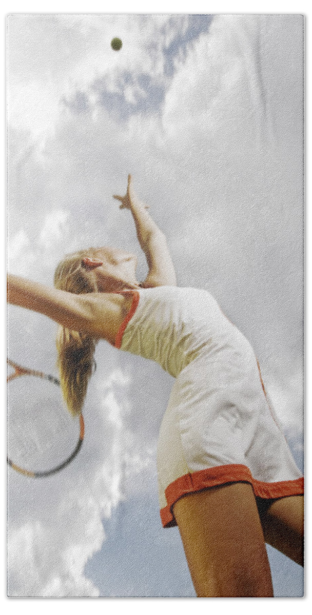 Woman Beach Towel featuring the photograph Tennis serve by Steve Williams