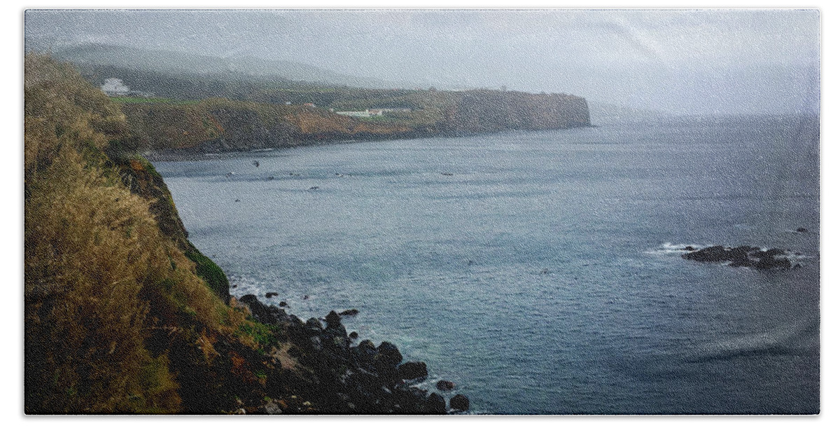 Kelly Hazel Beach Towel featuring the photograph Terceira Coastline by Kelly Hazel
