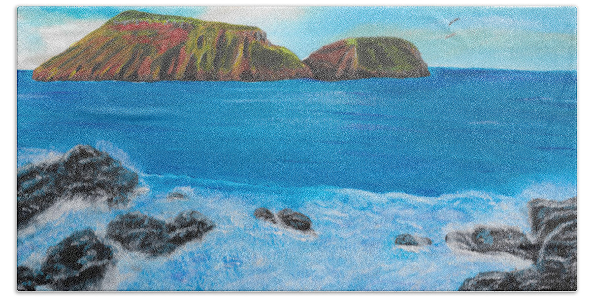 Island Beach Towel featuring the painting Terceira Island by David Bigelow