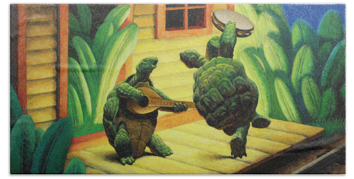 Terrapin Beach Towel featuring the painting Terrapin Station by Chris Miles