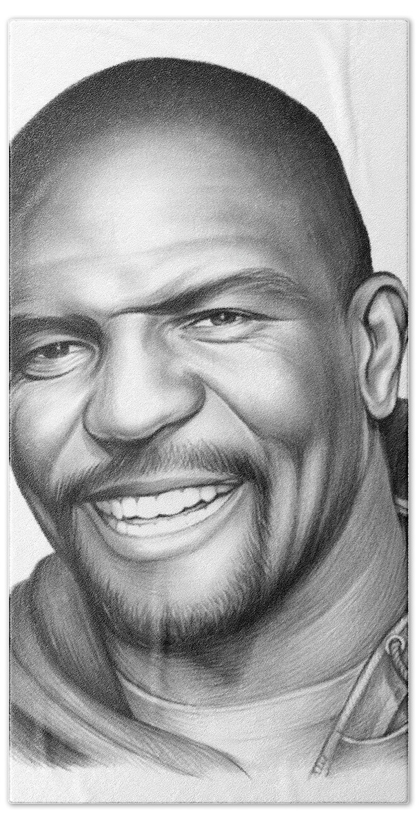 Terry Crews Beach Towel featuring the drawing Terry Crews by Greg Joens
