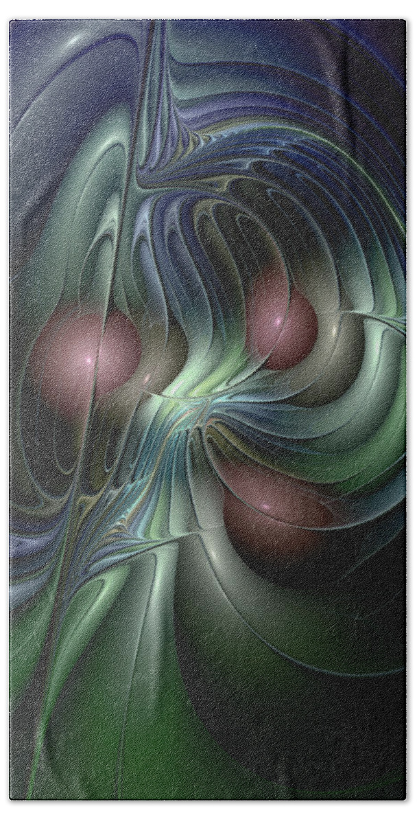 Abstract Beach Towel featuring the digital art Tethered Sentiments by Casey Kotas