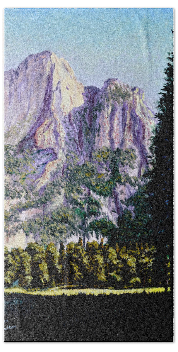 Mountain Beach Sheet featuring the painting Tetons by Stan Hamilton