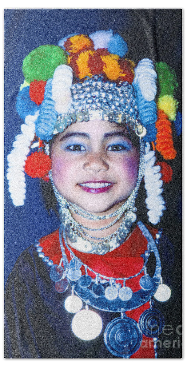 Girl Beach Sheet featuring the photograph Thai Girl Traditionally Dressed by Heiko Koehrer-Wagner