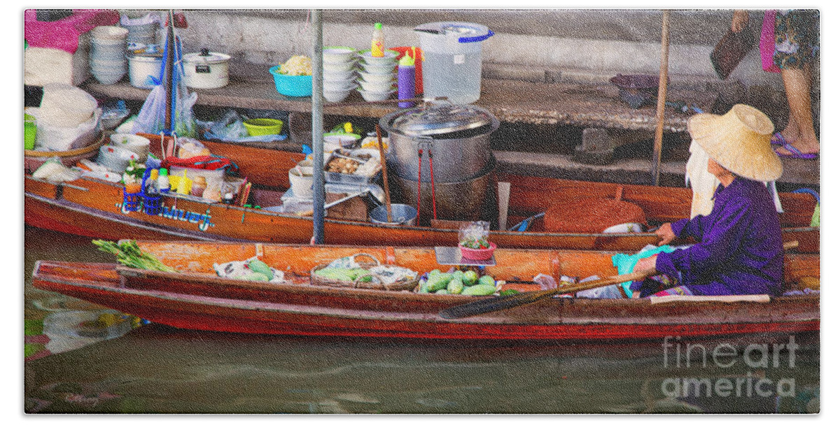 Thailand's Floating Market Beach Towel featuring the photograph Thailand's Floating Market by Rene Triay FineArt Photos