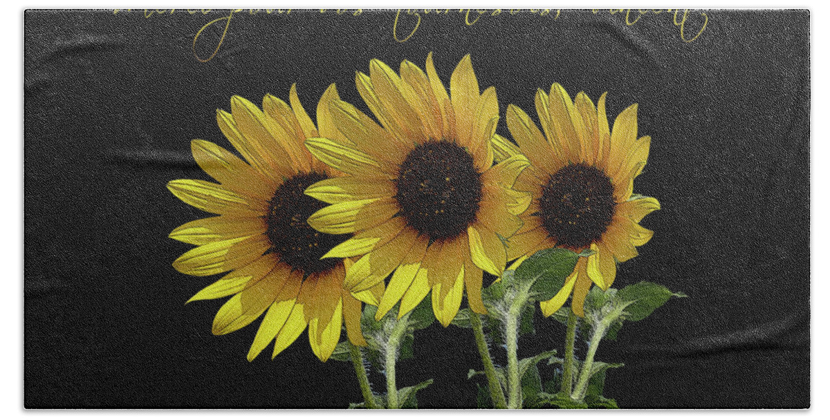 Vincent Van Gogh Beach Towel featuring the mixed media Thank you for your sunflowers, Vincent by Robert J Sadler