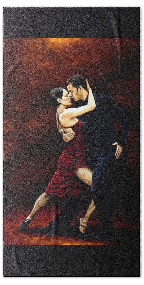 Tango Beach Towel featuring the painting That Tango Moment by Richard Young