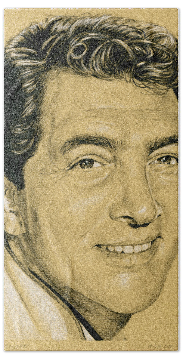 Dean Martin Beach Towel featuring the drawing That's Amore by Rob De Vries