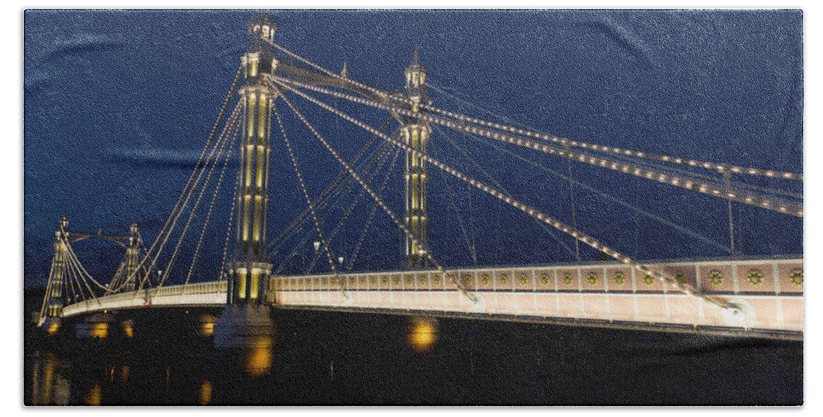 Albert Bridge Beach Sheet featuring the photograph The Albert Bridge London by David Pyatt