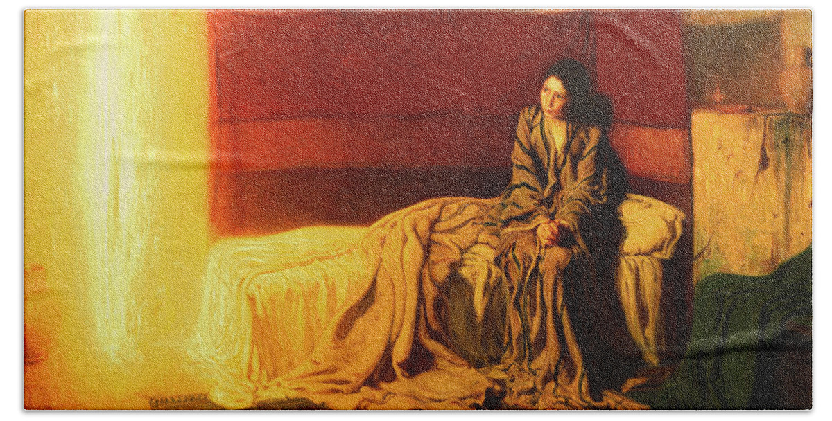 Henry Ossawa Tanner Beach Towel featuring the painting The Annunciation by Henry Ossawa Tanner