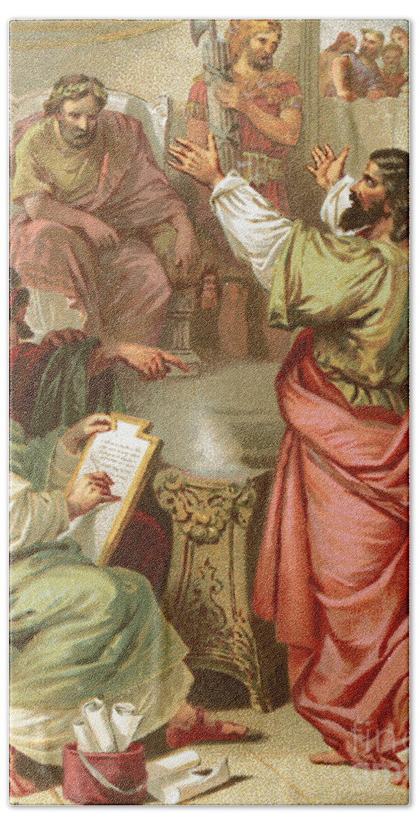 Paul Before Felix Beach Towel featuring the painting The Apostle Paul before Felix by English School
