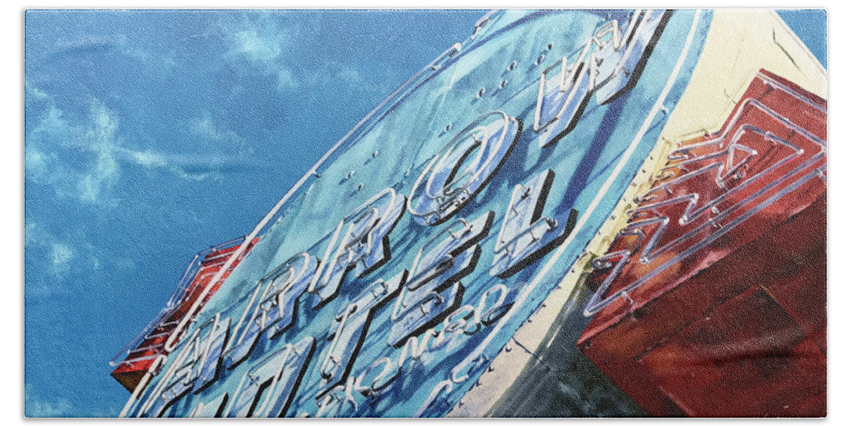 Painting Beach Towel featuring the painting The Arrow Motel by Lisa Tennant