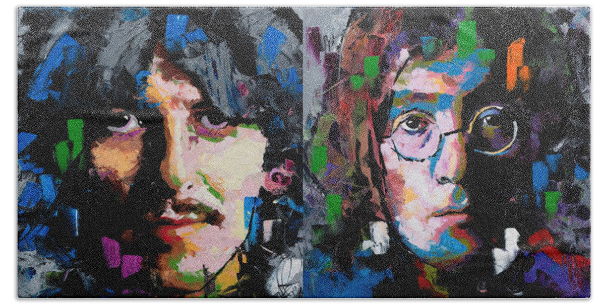 The Beatles Beach Towel featuring the painting The Beatles by Richard Day