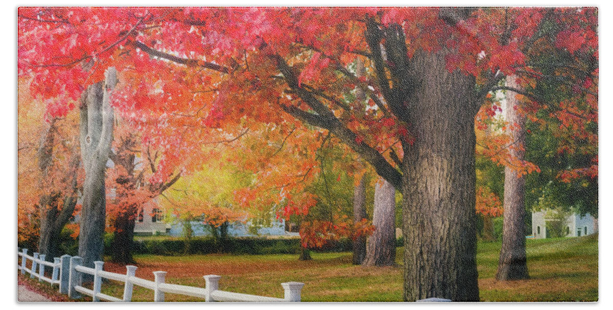 Autumn Beach Towel featuring the photograph The Beauty of Autumn in New England by Anita Pollak