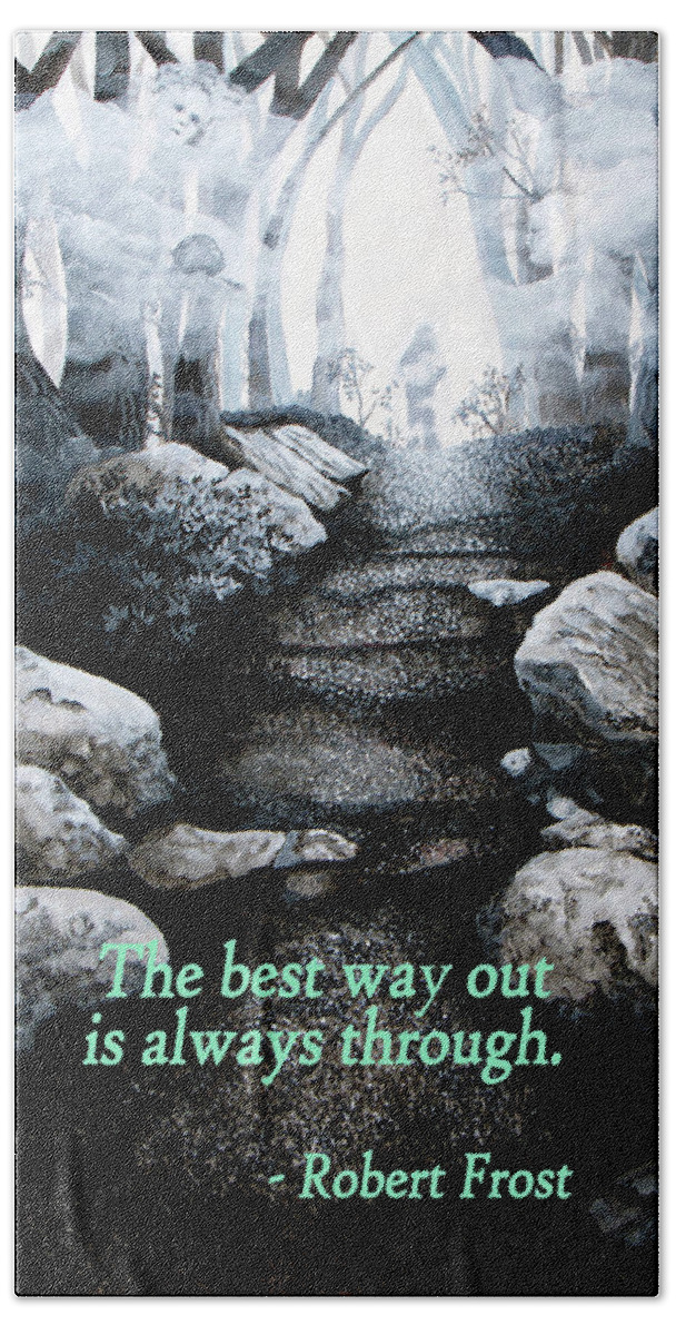 Black And White Beach Towel featuring the painting The Best Way Out by Mary Palmer