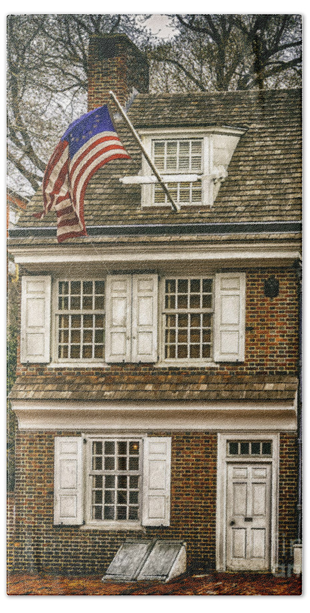 Philadelphia Beach Sheet featuring the photograph The Betsy Ross House by Nick Zelinsky Jr