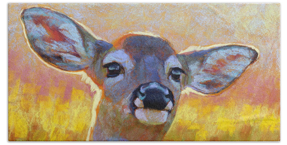 Animals Beach Towel featuring the painting The Better to Hear You With My Dear by Rita Kirkman