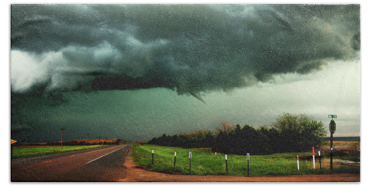 Gurley Beach Towel featuring the photograph The Birth of a Funnel Cloud by Brian Gustafson
