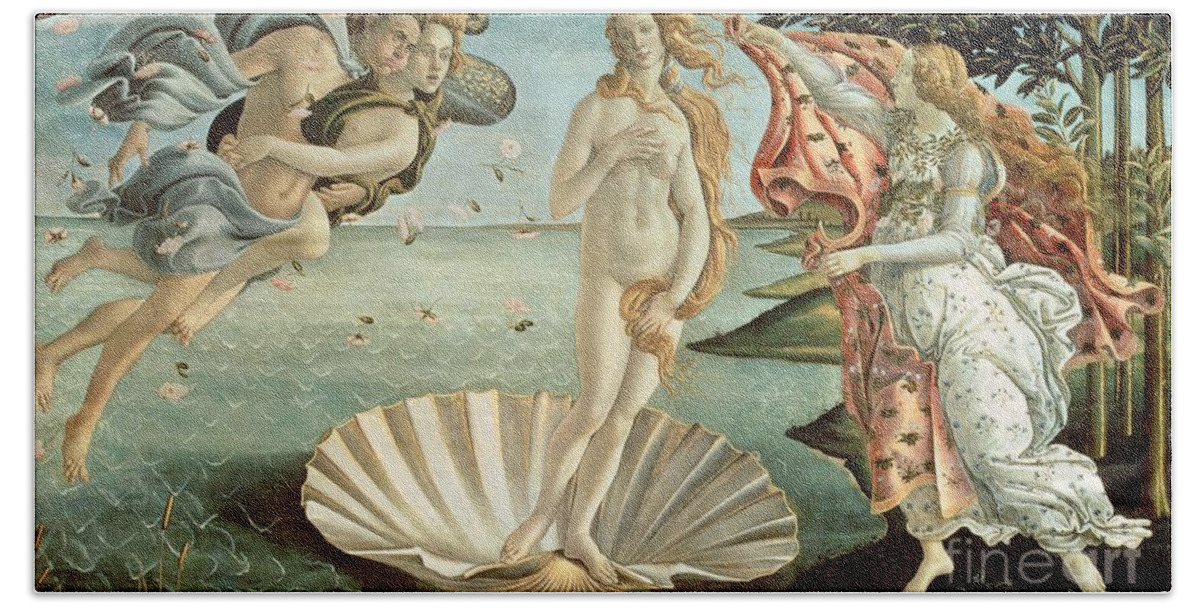 The Beach Towel featuring the painting The Birth of Venus by Sandro Botticelli