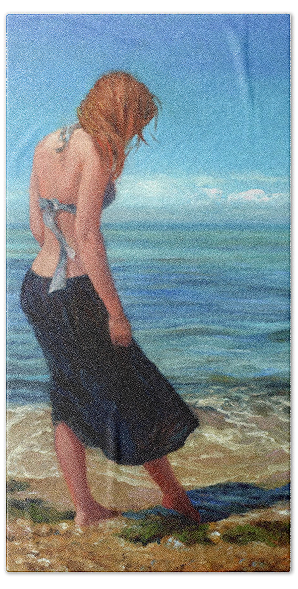 Young Woman In Surf Beach Towel featuring the painting The Black Skirt by Marie Witte