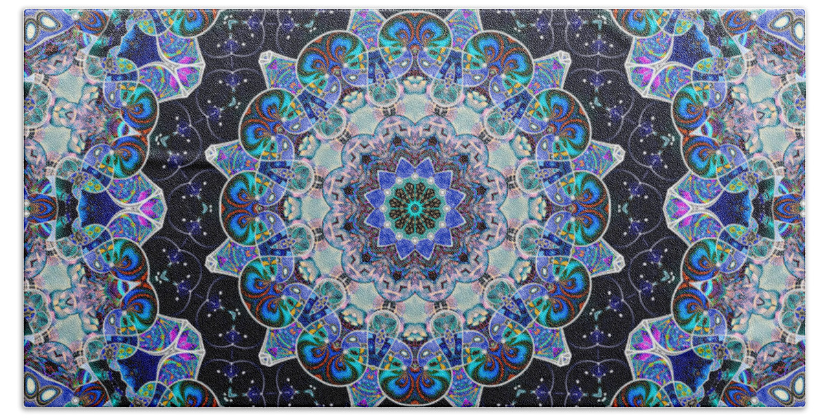 Kaleidoscope Beach Sheet featuring the digital art The Blue Collective 05a by Wendy J St Christopher