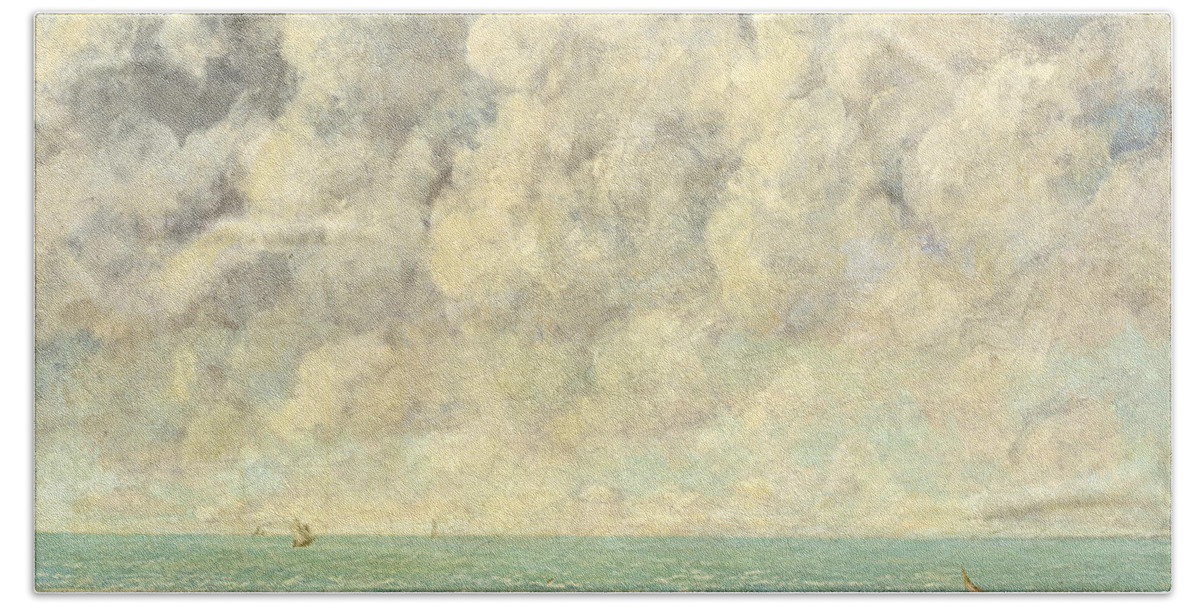 Gustave Courbet Beach Towel featuring the painting The Calm Sea by Gustave Courbet