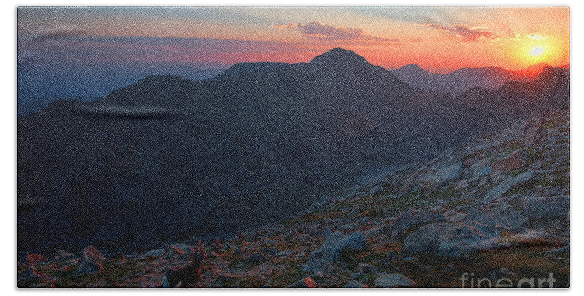 Mt. Evans Sunset Beach Towel featuring the photograph The Campground by Jim Garrison