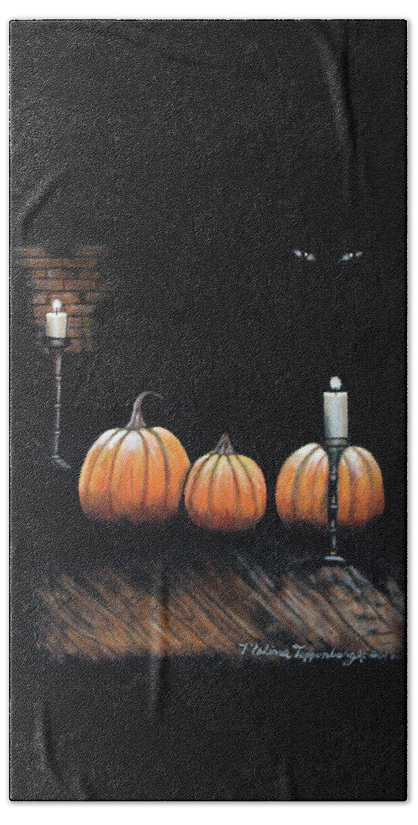 Halloween Beach Towel featuring the painting The Cellar by Melissa Toppenberg