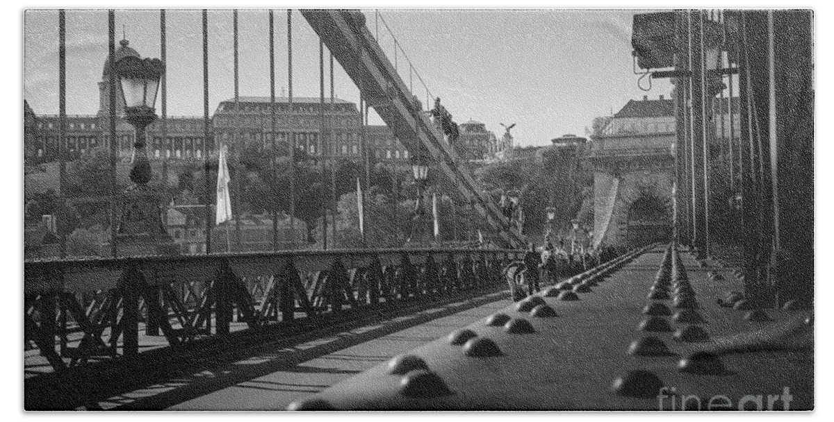 Chain Beach Towel featuring the photograph The Chain Bridge, Danube Budapest by Perry Rodriguez