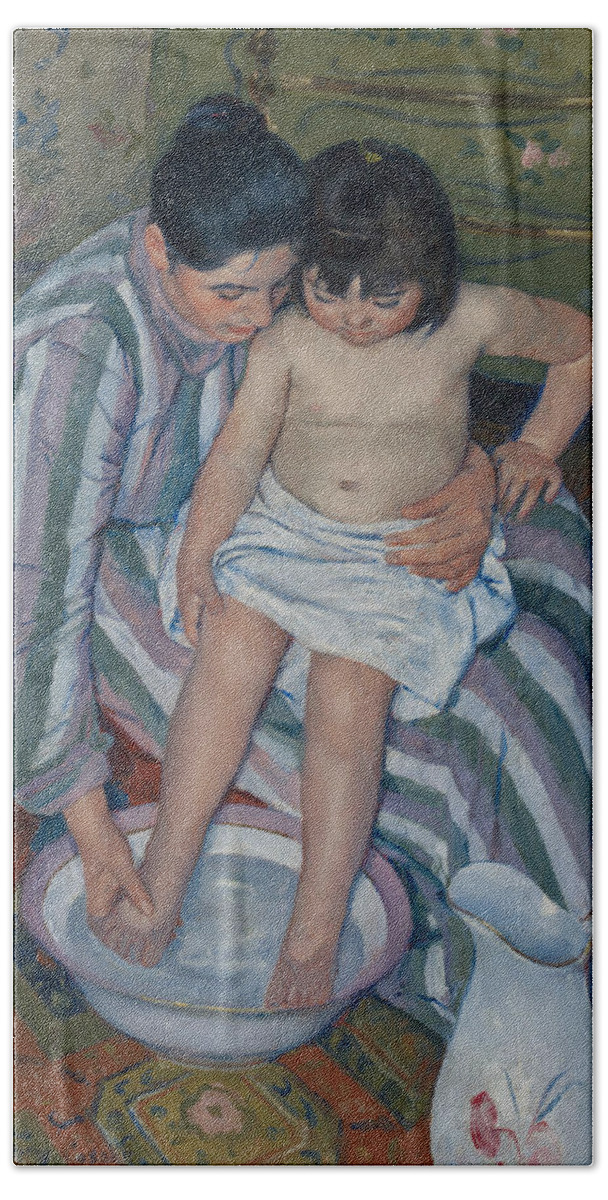 American Painters Beach Towel featuring the painting The Child's Bath by Mary Cassatt