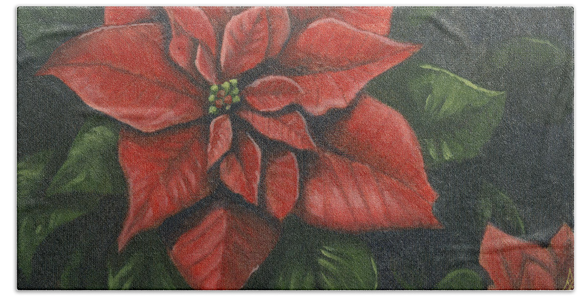 Flower Beach Towel featuring the painting The Christmas Flower by Jeff Brimley