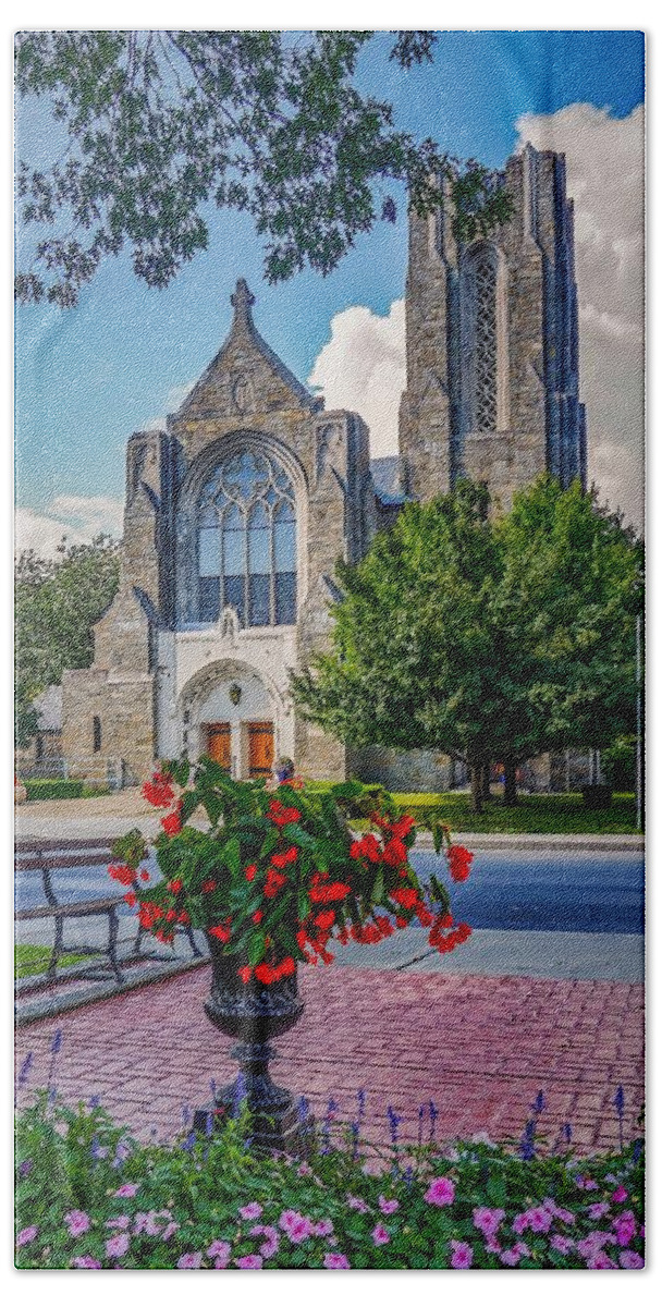  Beach Towel featuring the photograph The church in summer by Kendall McKernon