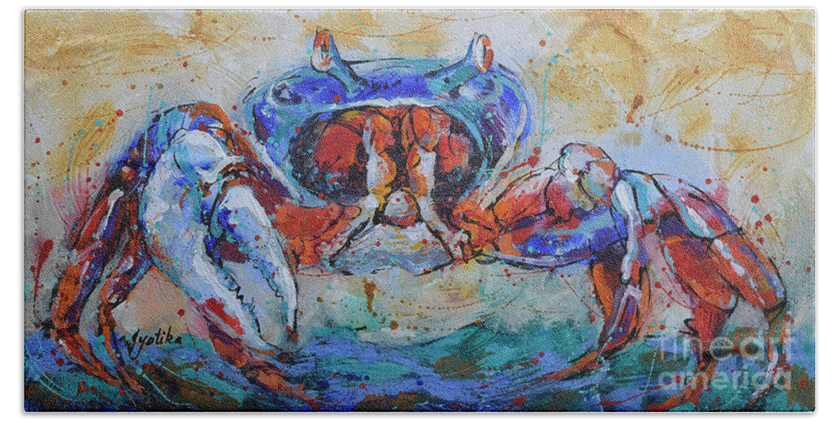 Crab Beach Towel featuring the painting The Crab by Jyotika Shroff