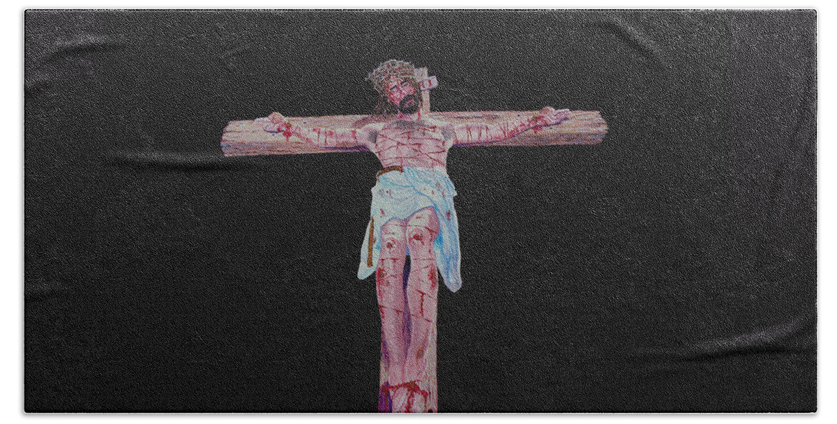 Crucifixion Beach Sheet featuring the painting The Crucifixion by Stan Hamilton