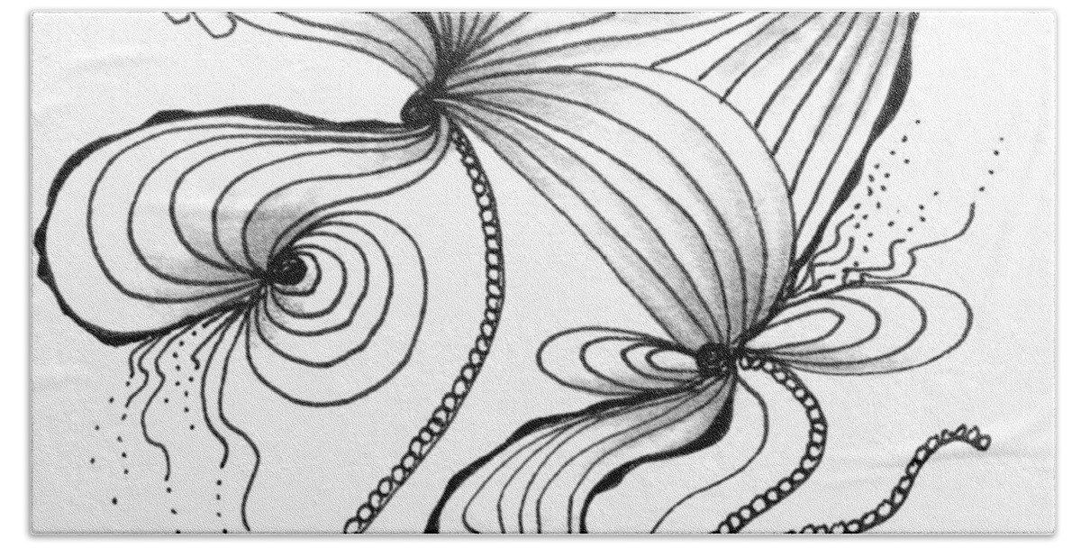 Zentangle Beach Towel featuring the drawing The Dance by Jan Steinle
