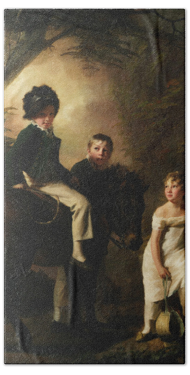 Scottish Art Beach Towel featuring the painting The Drummond Children by Henry Raeburn