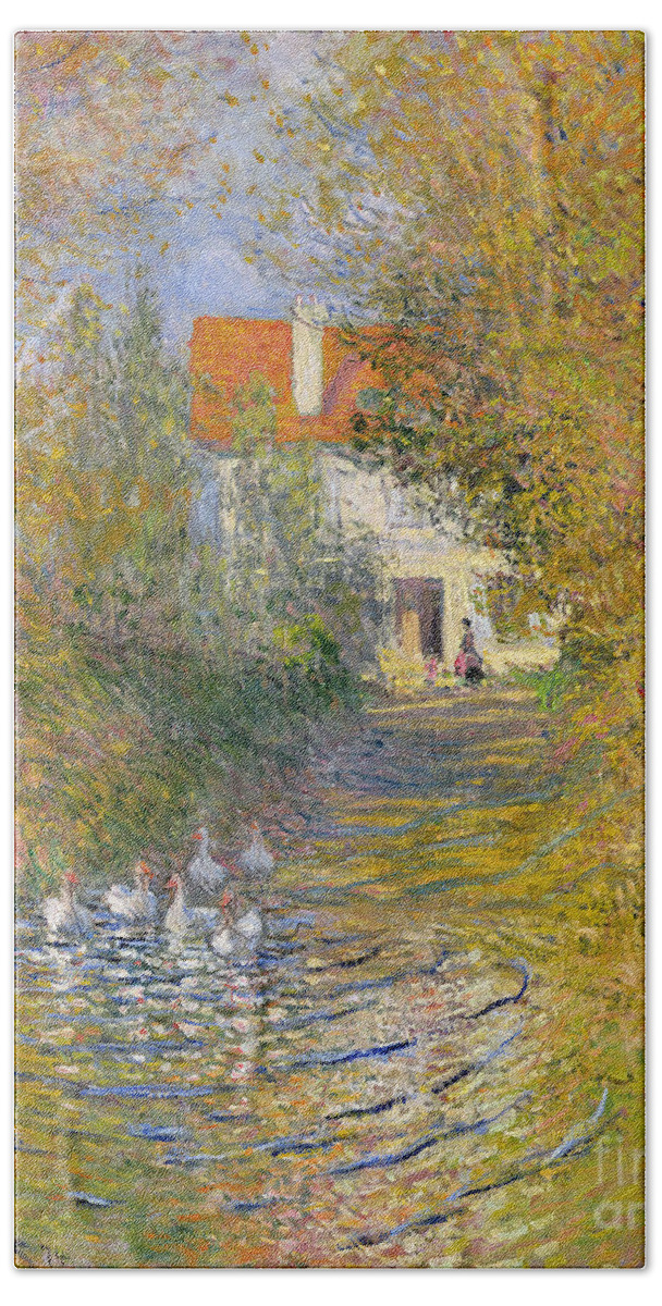 French Beach Towel featuring the painting The Duck Pond by Claude Monet