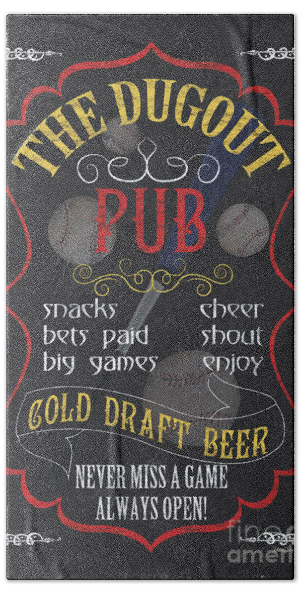 Beer Beach Towel featuring the painting The Dugout Pub by Debbie DeWitt
