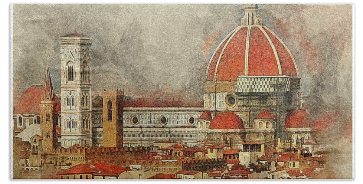 Duomo Beach Towel featuring the photograph The Duomo Florence by Brian Tarr