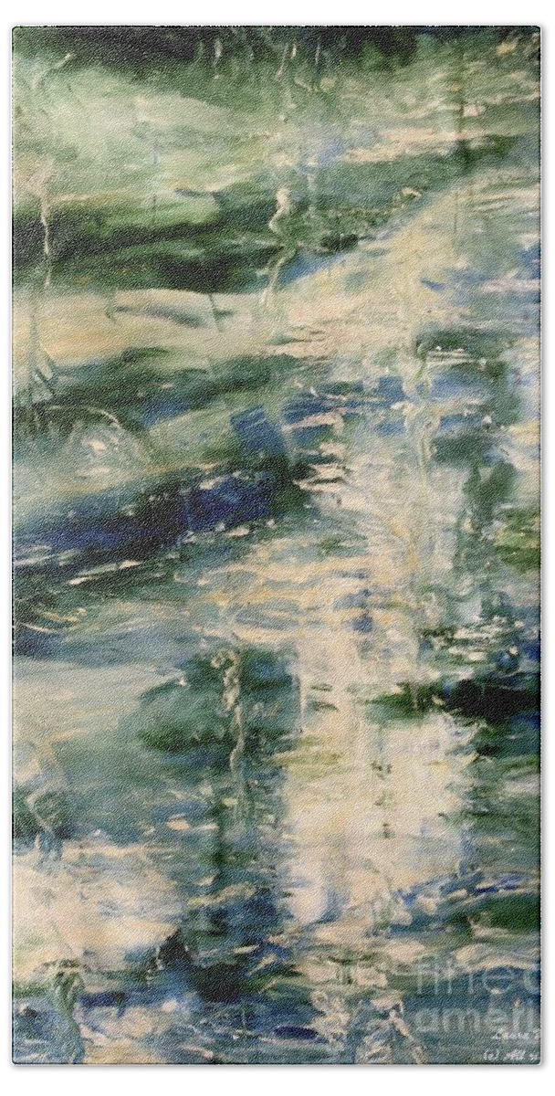Abstract Landscapes Beach Sheet featuring the painting THE ELEMENTS Water #5 by Laara WilliamSen