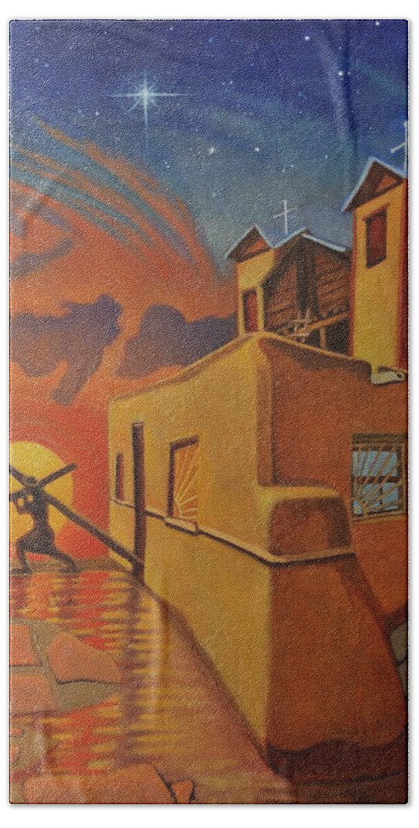 Chimayo Beach Sheet featuring the painting The Emancipation of Christ by Art West