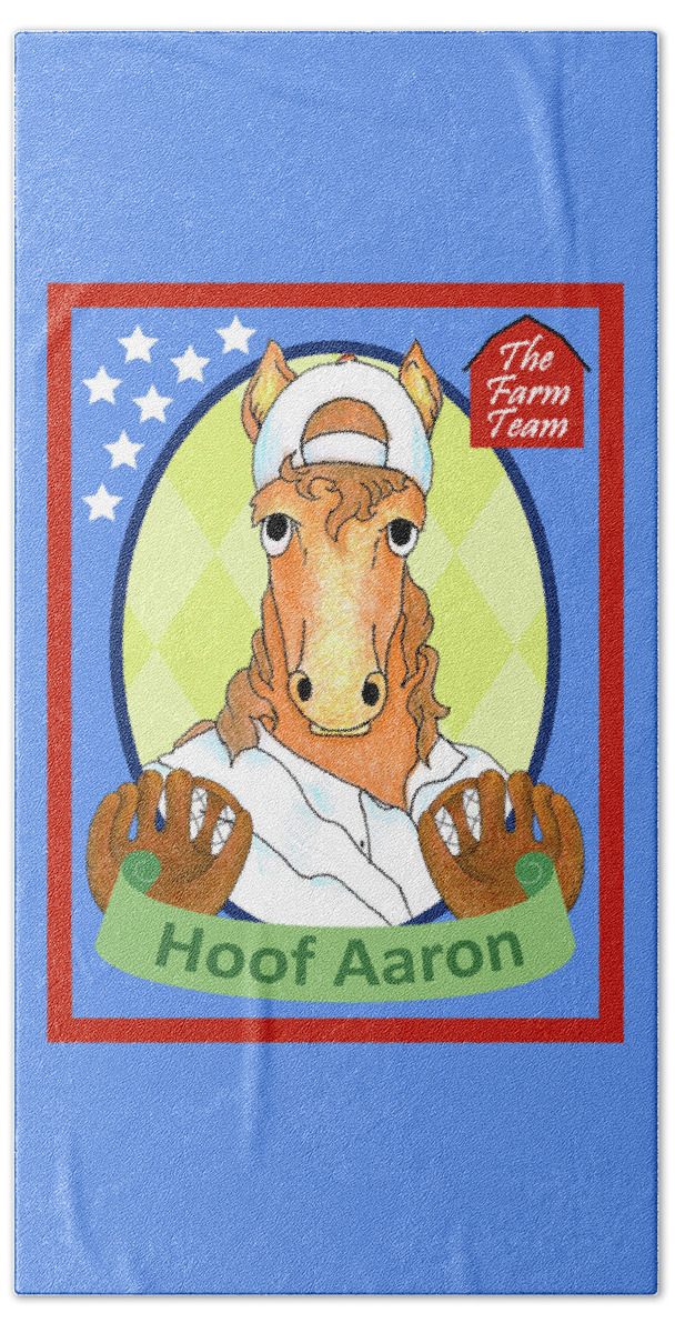 Baseball Beach Sheet featuring the digital art The Farm Team - Hoof Aaron by Alison Stein