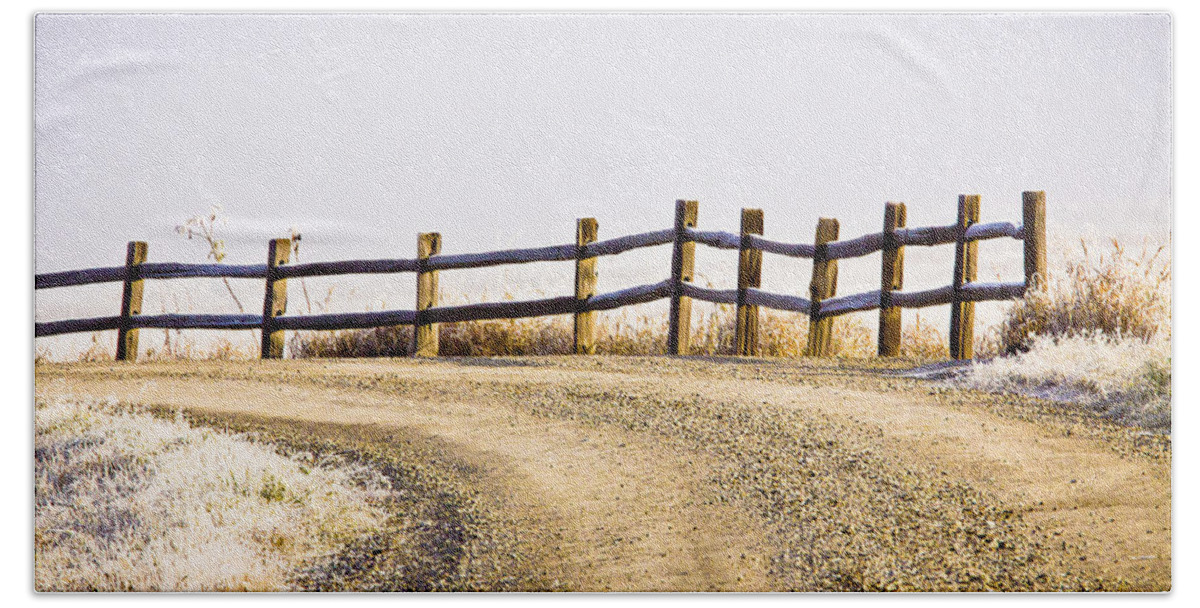 Autumn Color Beach Sheet featuring the photograph The Fence by Albert Seger